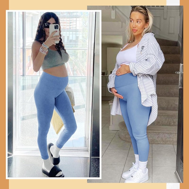 YOLIX Maternity Leggings Over The Belly with Pockets, Womens Black Workout Pregnancy Yoga Pants - Image 1